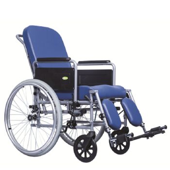 Commode chair with reclining backrest self-propelling