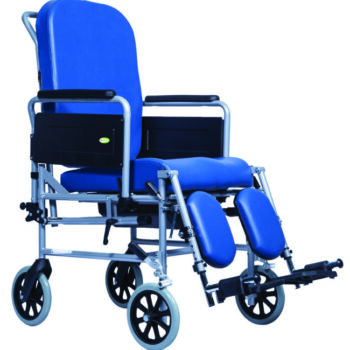 Commode chair with reclining backrest 8" wheels